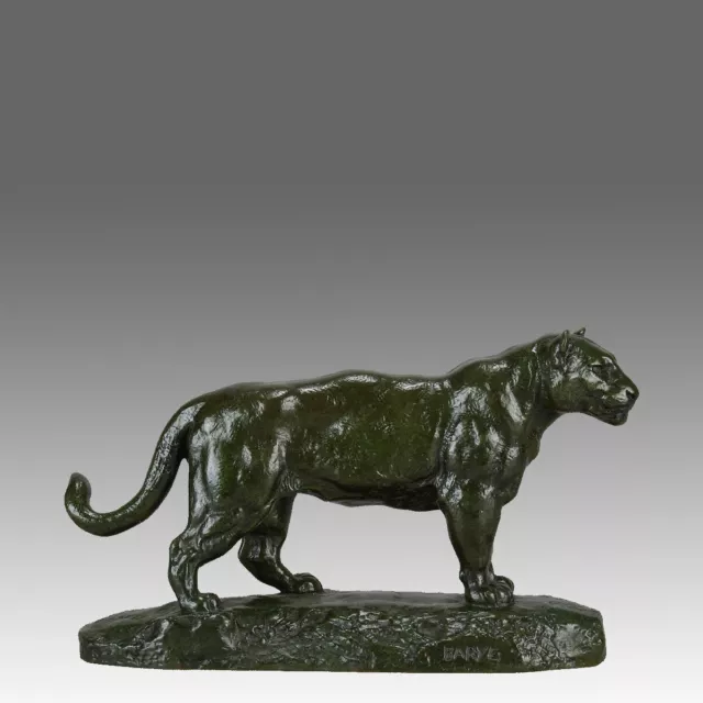 19. Jahrhundert französische Tierbronze mit dem Titel "Jaguar steht auf" von Antoine L. Barye