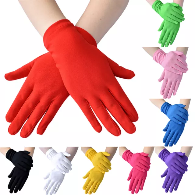 Women Short Satin Gloves Wrist Length Gloves Wedding Banquet Dress Gown Gloves