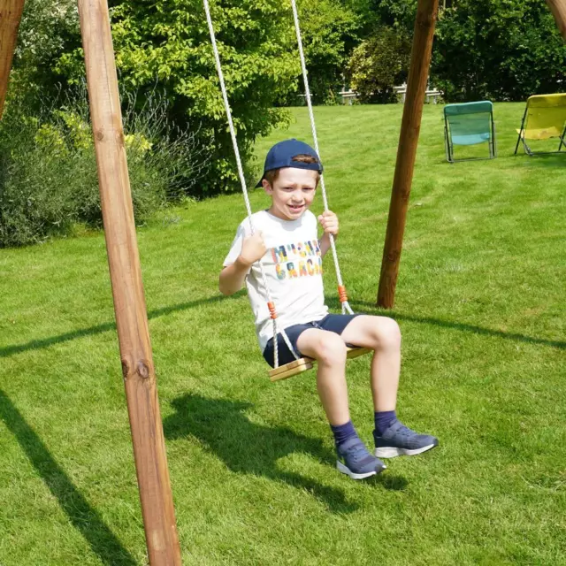 SOULET Childs Wooden Garden Swing Seat 3-12 Years Height Adjustable Kids Swing