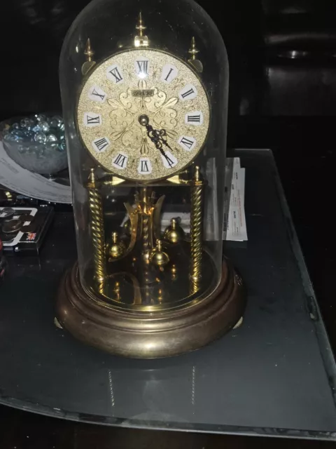 Vintage German Kundo Brass Anniversary Quartz Clock W Bell Rare