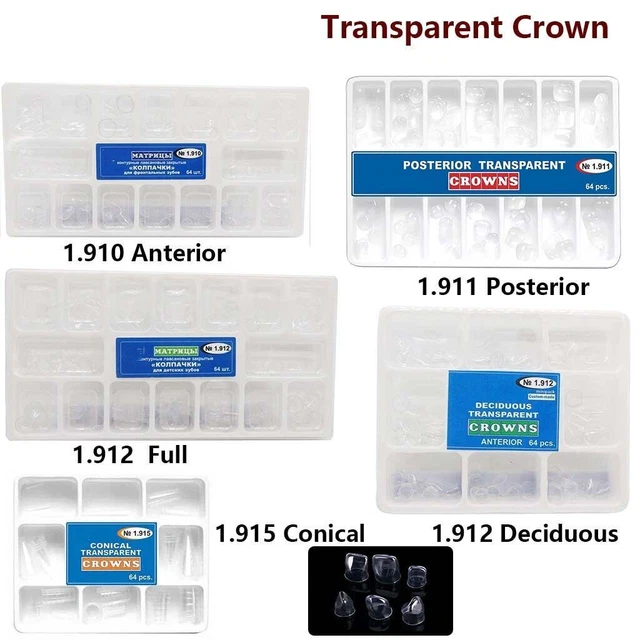 Dental Tooth Temporary Preformed Pre-crown Transparent Crown Anterior Molar