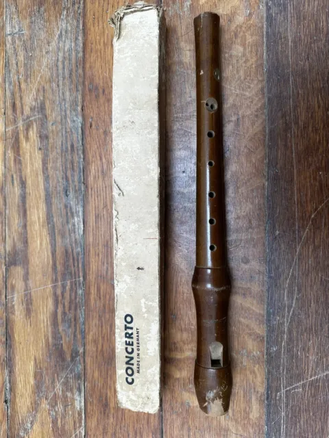Concerto Wood Recorder Flute Vintage Made in Germany Two Piece Original Box