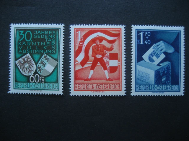 Österreich ** Satz  MiNr. 952-954, 30. Jahrestag der Volksabstimmung in Kärnten.