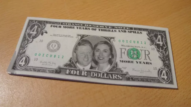 HILLARY RODHAM CLINTON $3 dollar bill Slick Times Novelty Money