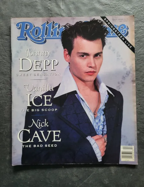 ROLLING STONE MAGAZINE Issue 595 January 10,1991 Johnny Depp NO LABEL £ ...