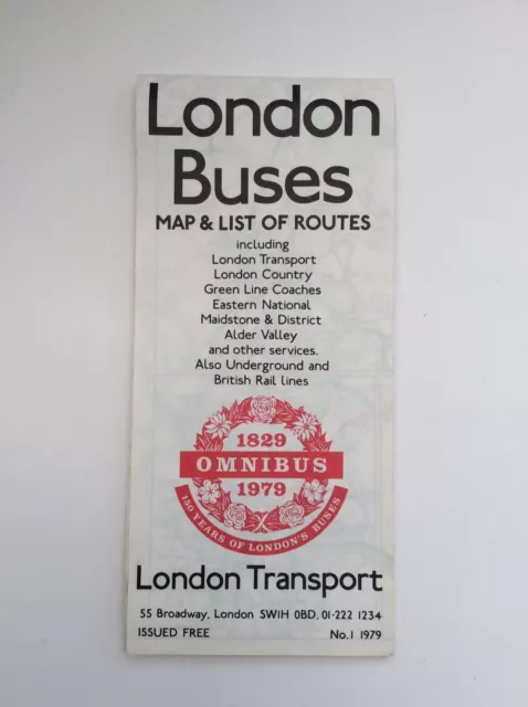 Vintage London Transport London Buses Map & List of Routes 179/1102M/500,000