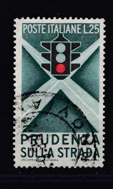 FRANCOBOLLI Italia Repubblica 1957 - Educazione Stradale 25 Lire SAS815