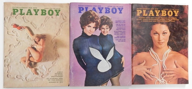 Vintage Playboy Magazines - August 1970, October 1970 & November 1970 -Lot of 3
