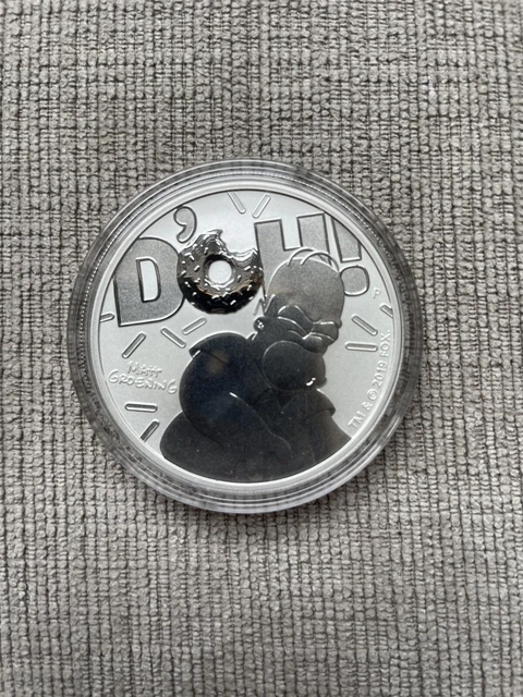 2019 Tuvalu Homer Simpson 1 Oz .9999 Silver Coin BU In Capsule