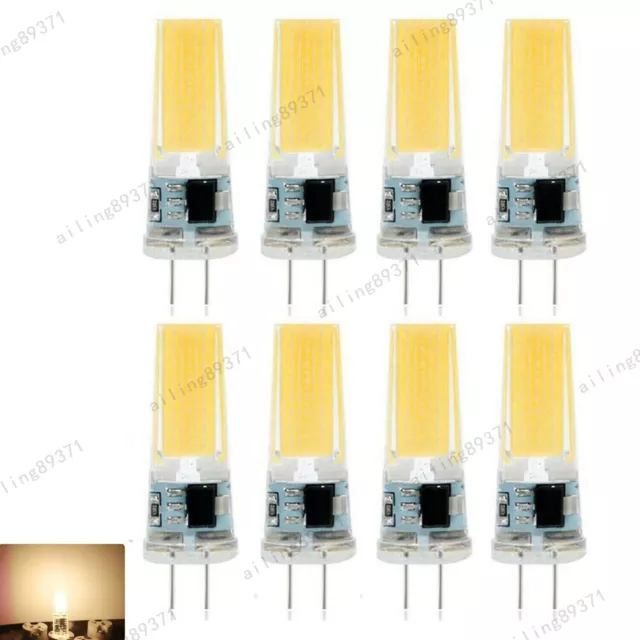 8X G4 LED Lampe 8W Dimmbar COB AC DC 12V Warmweiß Birne Stiftsockel Leuchtmittel