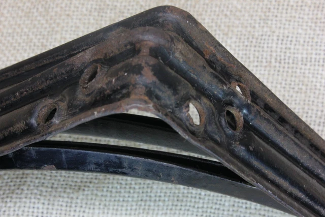2 Old Shelf Support Brackets 6 X 8" Rustic Black Paint Vintage Industrial Steel 8