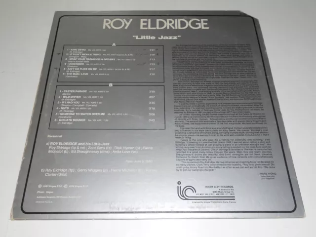 Roy Eldridge NM - Little Jazz Legacy Inner City IC-7002 Zoot Sims Dick Hyman 2