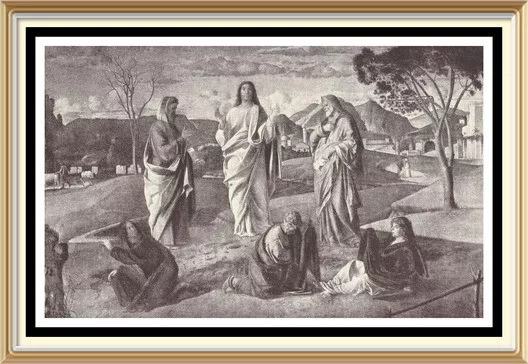 Orig Old Antique Bellini Religious Art Print TRANSFIGURATION OF JESUS CHRIST