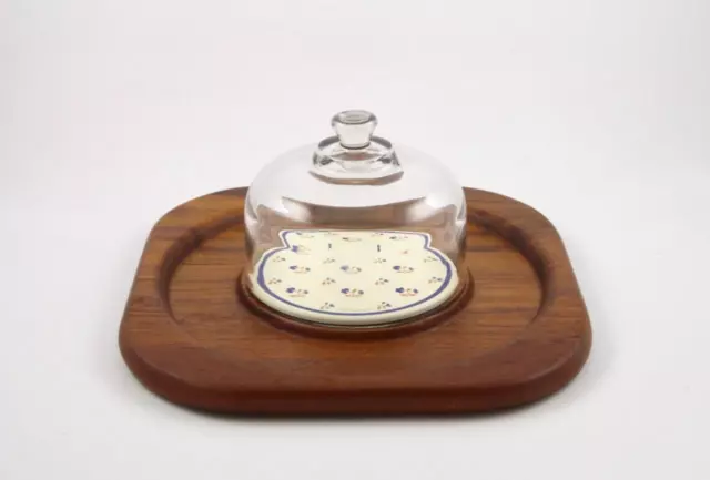 Vintage MCM Danish Modern Goodwood Teak Cheese & Cracker Tray With Domed Lid
