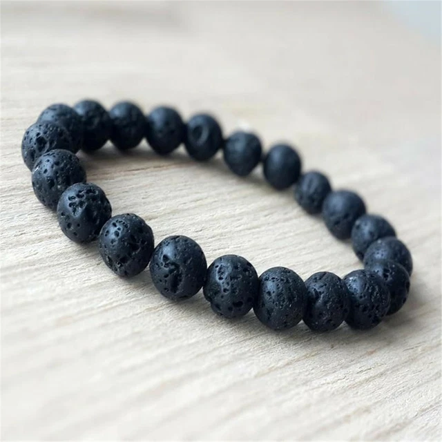 8mm Natural Lava Rock Handmade Mala Bracelet Lucky Meditation Pray Sutra Unisex