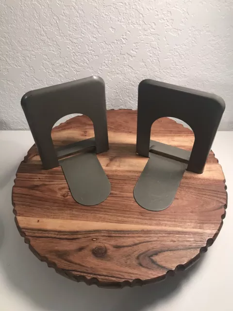Art Metal Set of Two Bookends VTG Book Holders Library Industrial Jamestown USA
