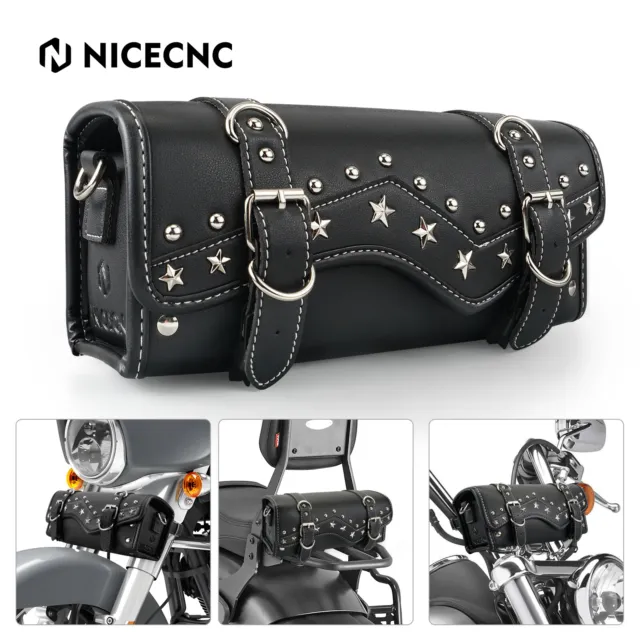 Universal Motorcycle Tool Bag Front Rear Fork Handlebar Saddlebag Roll Up Bag