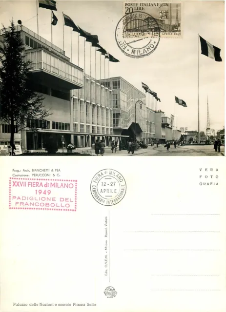 1305 - Repubblica - Cartolina maximum 20 lire Fiera di Milano, 12/04/1949