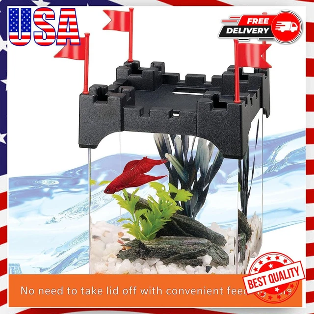 Aqueon Black Castle Betta Aquarium Kit Pink & Purple Betta Fish Tank