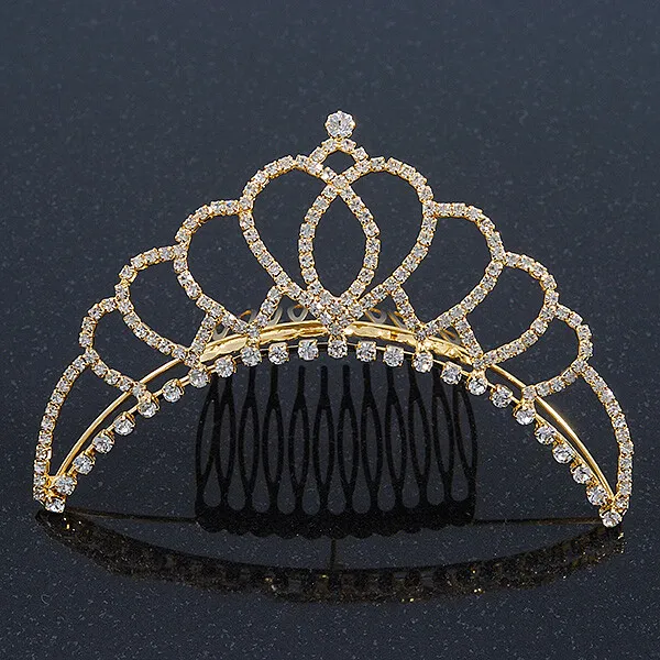 Bridal/ Wedding/ Prom/ Party Gold Plated Swarovski Crystal Hair Comb/ Tiara -