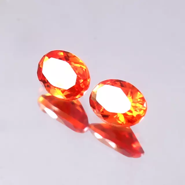 AAA Excellent Natural Ceylon Orange Sapphire Loose Oval Gemstone Cut Pair 6x4 MM