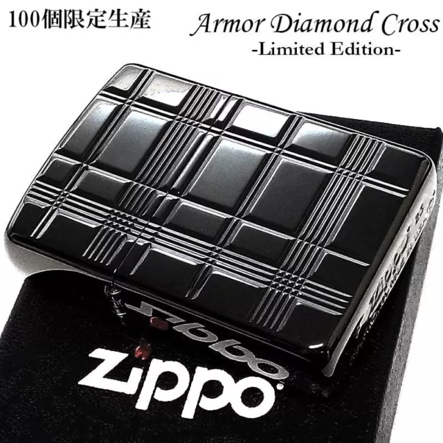 Zippo Oil Lighter Diamond Cut Black Limited Armor Case Japan