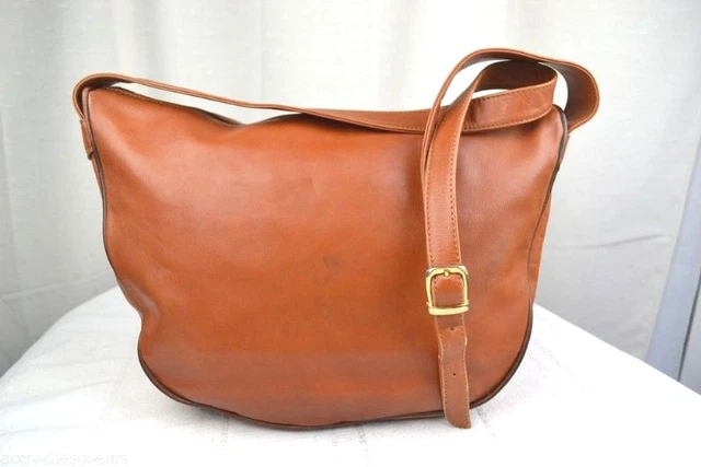 Sac Cuir Verni Francesco Biasia - Grand Modèle Marron - Porté épaule - Très Bon état