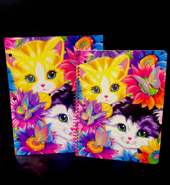 LISA FRANK LOT/2 Glitter Wide Rule Spiral Notebook Folder Playtime Kittens  NEW $24.50 - PicClick