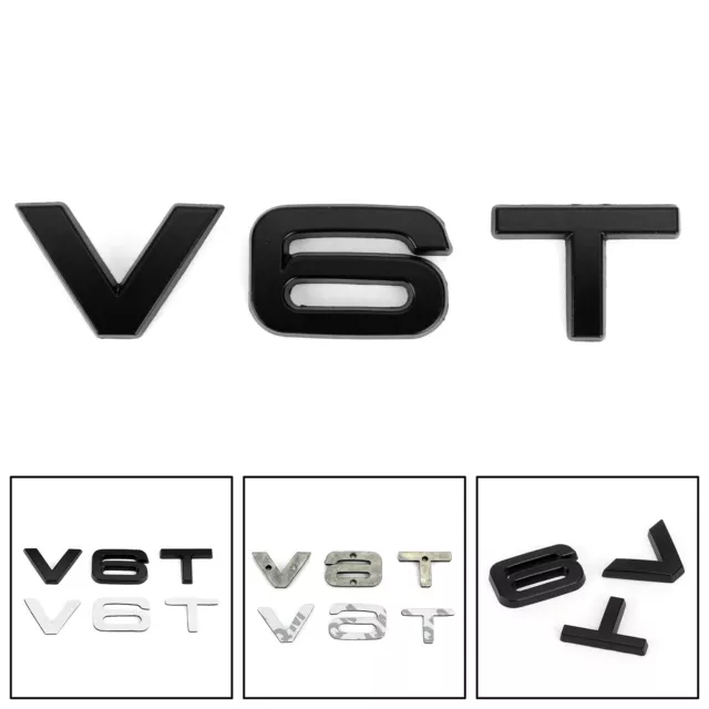 V6T Emblem Badge Fit For AUDI A1 A3 A4 A5 A6  Q3 Q5 Q7 S6 S7 S8 S4 SQ5 Black AS 2