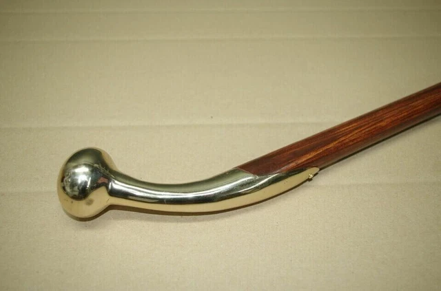 CANNE DE MARCHE en bois antique avec poignée en laiton vintage Antique