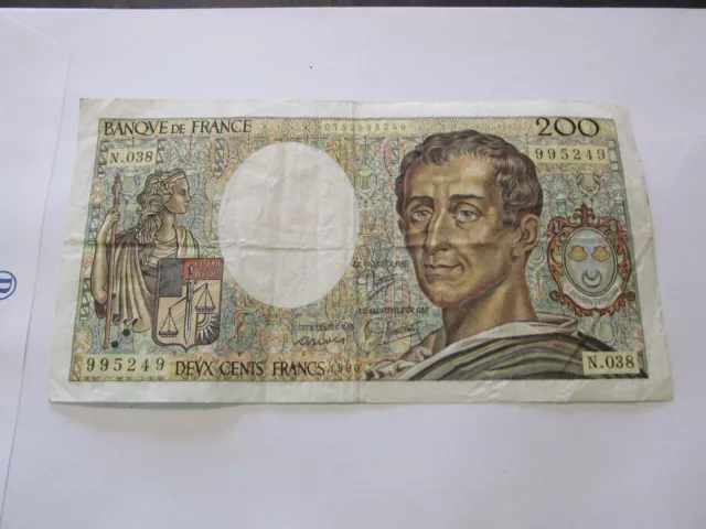 Billete Banco De Francia 200 Francos 1983 Circular Pero Ok