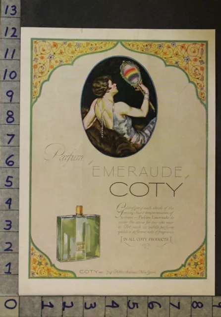 1926 Coty Emeraude Perfume Flapper Deco Fragrance York Illus Beauty Ad 25052*