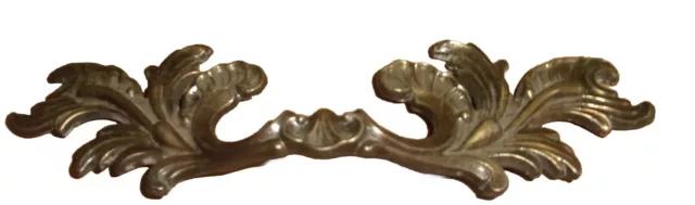 Vintage Large 8" French Provincial Ornate Brass Drawer Pull, 4-7/8" C