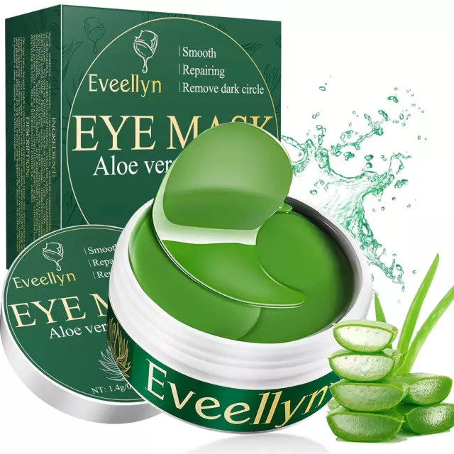 Eveellyn Augenpads, 60Pcs Augenpads Gegen Augenringe, Aloe Vera Eye Pads