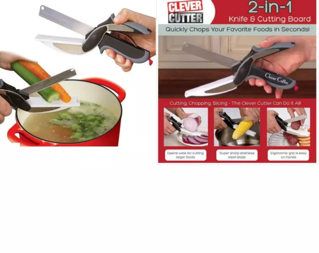 Clever Cutter 2 In 1 Forbici Coltello E Tagliere Da Cucina Affetta Verdure Carne