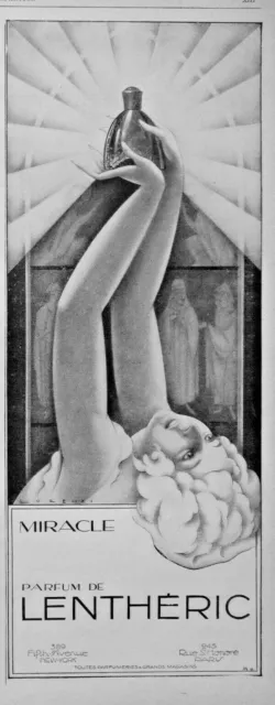 Publicité De Presse 1927 Miracle Parfum De Lenthéric - Advertising