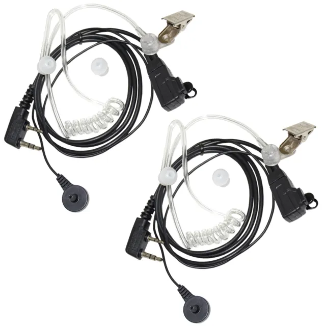 2-Pack HQRP 2Pin Acoustic Tube Headset Earpiece PTT Mic for Kenwood Radio Device