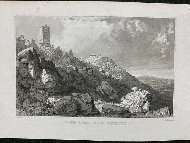 Carn-Breh, near Redruth, Cornwall, Antique Print, c1831