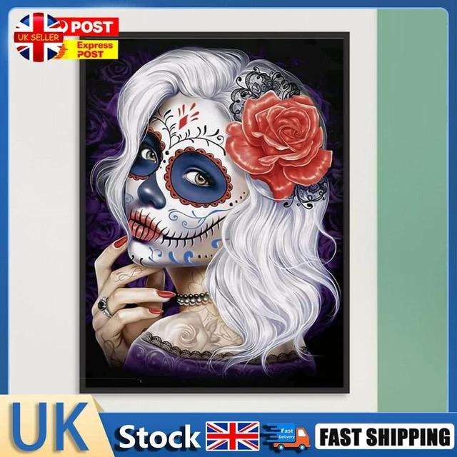 5D DIY Full Round Drill Diamond Painting Day of the Dead Girl Kit Decor 30x40cm