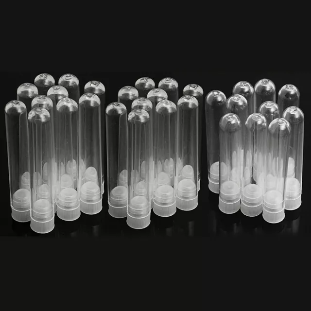 10PCS Clear Plastic Test Tubes Lab Teaching With White Stoppers Small Size New
