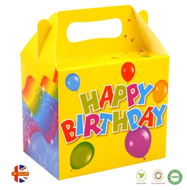 Happy Birthday Party Boxes HB Childrens  Picnic Carry Meal Box Birthday Food Bag