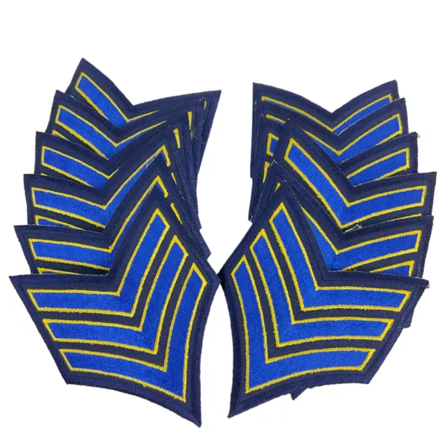 Heroes Pride Sergeant Emblem Embroidered Gold w Royal Blue Chevron & Navy Lot 12