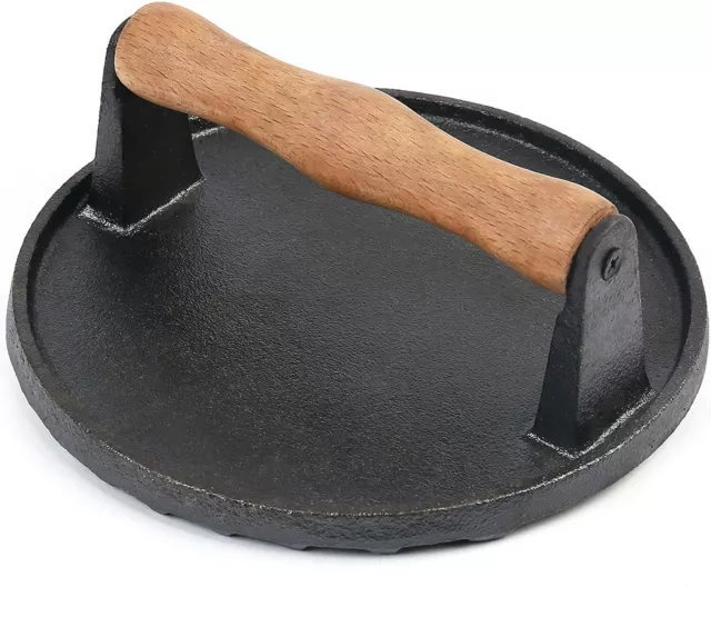 LotFancy Cast Iron Grill Press, Smash Burger Press for Griddle, 6.9 in
