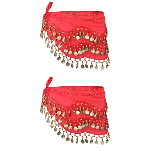 2 Pieces Écharpe De Danse Pièce Monnaie Jupe Hauts Pour Dames Manquer Ceinture