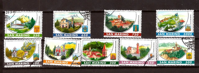 San Marino - Komplette Serien 9t N° 1379-1386 Kirchen, Burg, Townships, 241M-D96