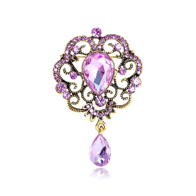 Water Drop Crystal Rhinestones Brooches Pin for Women Wedding Jewelry Gi#DC