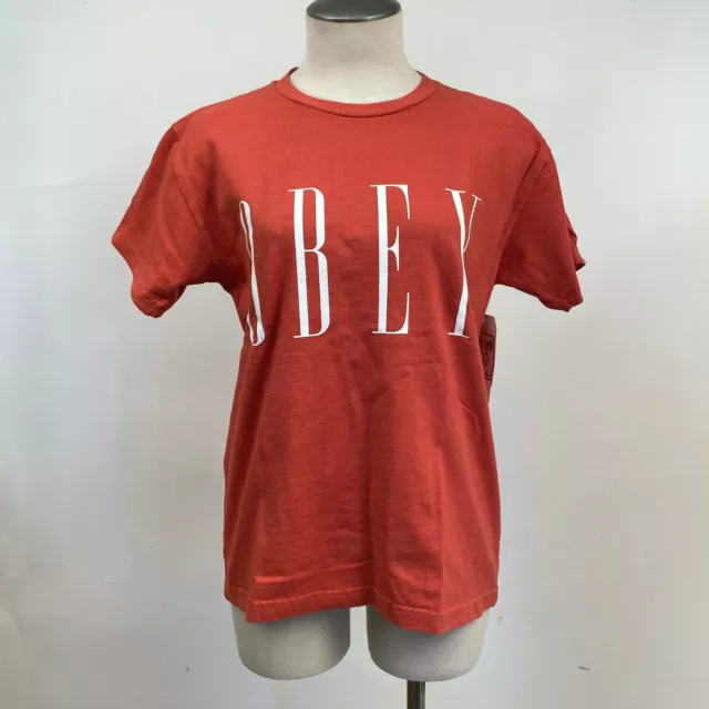Obey Women's Box T-Shirt Obey New Paprika Size S NWT Shepard Fairey