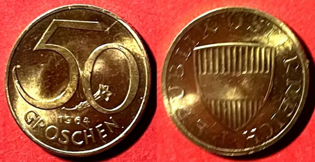 Austria 1964 50 Groschen KM-2885 Aluminum-bronze UNC #16 - US Seller