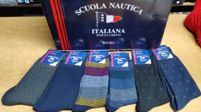 Scuola Nautica Italiana 6 Paia Di Calze Corte Uomo Caldo Cotone Invernali 39/46