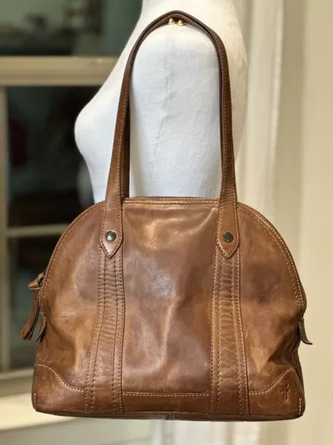 EUC Frye Melissa Zip Domed Satchel- Cognac